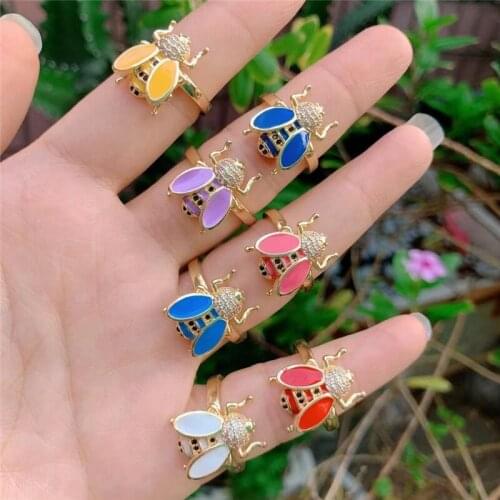 10pcs/lot Hot!!! Colorful enamel/cz ring, cute animal plated enamel jewelry,new design women’s love rings wholesale