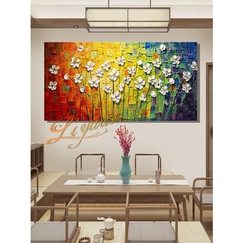 100% Handmade High-quality Home Decor Knife Flower Oil Painting Canvas Art Artwork Living Room Decoration Wall Painting