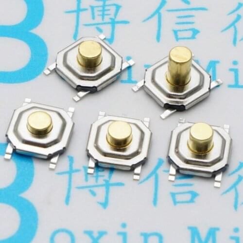 100pcs 4*4*1.7/2/2.3/2.5/3/3.5/4.3MM SMD Button Touch Micro Switch Copper Head 4pin 4 Feet