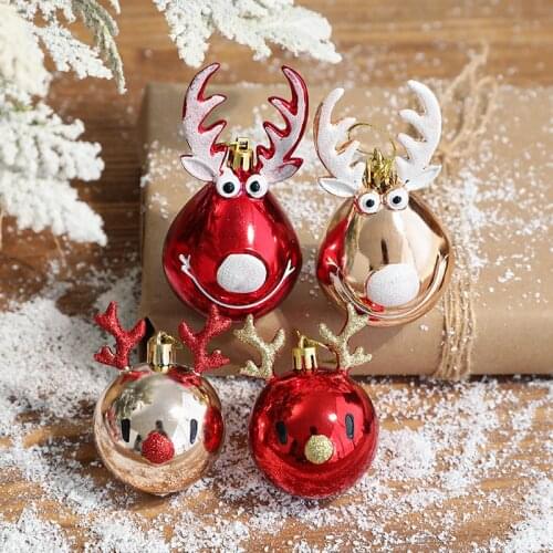 2pcs Christmas Tree Ornaments DIY Xmas Plastic Pendant Home Hanging Decor Diameter Balls Festival Gifts Happy New Year 2022