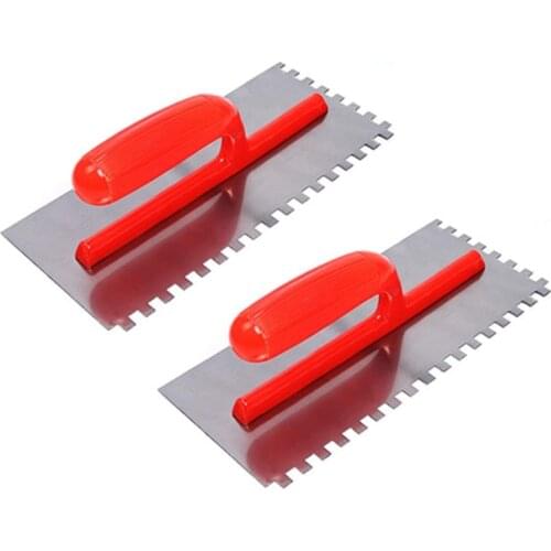 2PCS Finishing Trowel Cement Flaten Plastering Trowel with Square Notch for Tiling Wall Floor Tile Grout Trowel Masonry