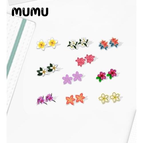 2021 New Plumeria Flower Stud Earring Beautiful Epoxy Jewelry Resin Acrylic Earrings Handmade Gifts Girl