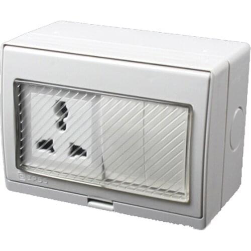 250V 10A P55 Waterproof Dust-proof Waterproof Power Socket, Universal Electrical Outlet Grounded With Push Button Switch