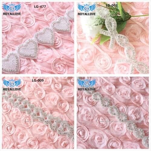 4 Yards Top-grade Sew On Shiny Heart Flower Rhinestone Applique Trim Flatback Crystal Beaded Trim Button For Bridal Brooches