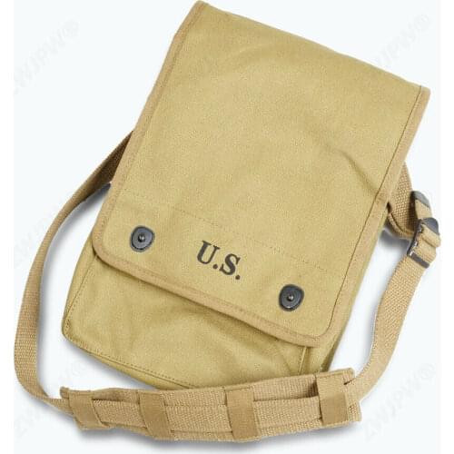 WWII WW2 Us Army Usmc Soldier Military Field Map Bag Pack Khaki & Shoulder Strap Soldier Military War Reenactments