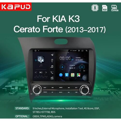 Kapud 9" 4G LTE Android 10.0 Navigation For Kia Cerato K3 2013-2017 Car Audio Stereo Multimedia Player GPS Radio No DVD