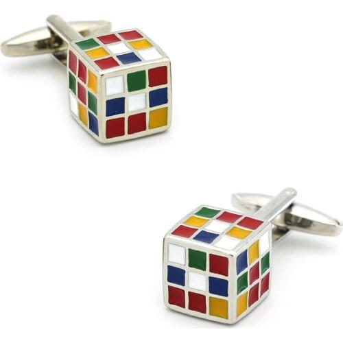 Free Shipping Novel Cufflinks Magic Cube Design Muti-color Quality Brass Cuff Links Wholesale&retail