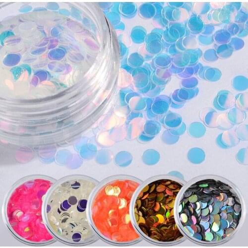 6Pcs Mermaid Holo Nail Sequins Flakes Gold Silver Colorful Round Paillette Flakies Glitters Manicure Nail Art Decorations