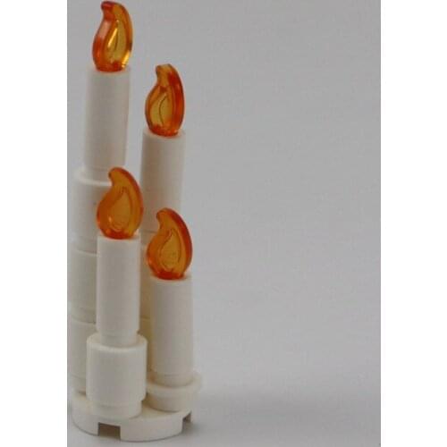 Locking MOC Bricks Blocks White Candlestick Candle Flame Kids Educational Fun Simulation Toys Christmas Halloween Gifts Creative