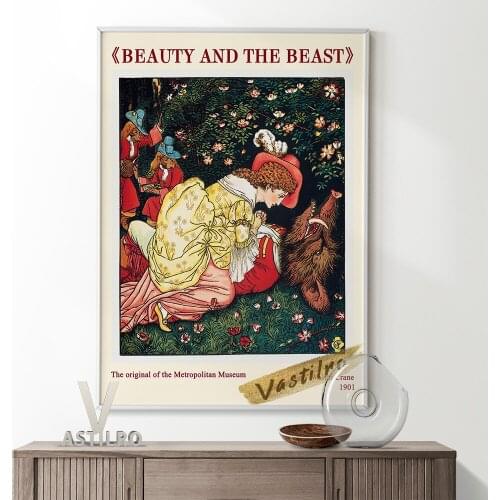 Walter Crane Children Book Illustration Art Prints Poster Beauty And Beast Fairy Tale Canvas Painting Wall Stickers Home Decor
