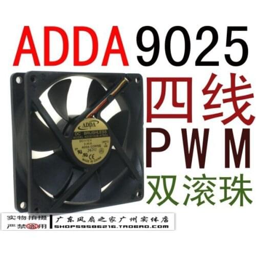 For Adda 9025 9cm 12v 0.45a dual ball line pwm quiet fan isothermia cpu