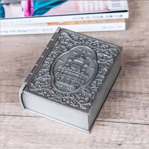 Europe Square jewelry storage box zinc metal Journal Book Jewelry Case Gift Chest Trinket Accessory Gift Wrap Box Z074