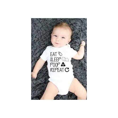 FashionInfant Kids Romper Eat Sleep Poop Repeat Summer Toddler Baby Boy Girl Letter Romper Jumpsuit Clothes Outwear
