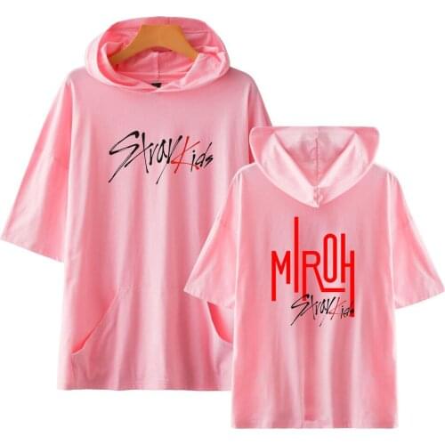 Hot New Creative Novelty Stray Kids Print Oversized Hooded T-shirts Women/Men Summer Short Sleeve Tshirts Streetwear Clothes