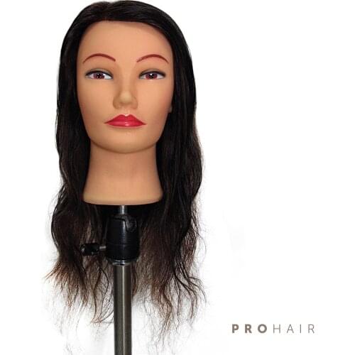 Mannequin-Head with 45CM 100% Human Hair Dark Brown Training Head Salon Female Mannequin Head Training Doll Head Wig head