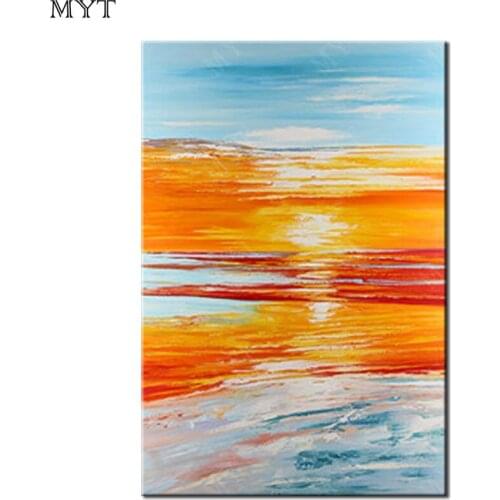 Modern handmade oil painting sunset at sea view wall decor abstract oil painting on canvas pictures for home room decoration