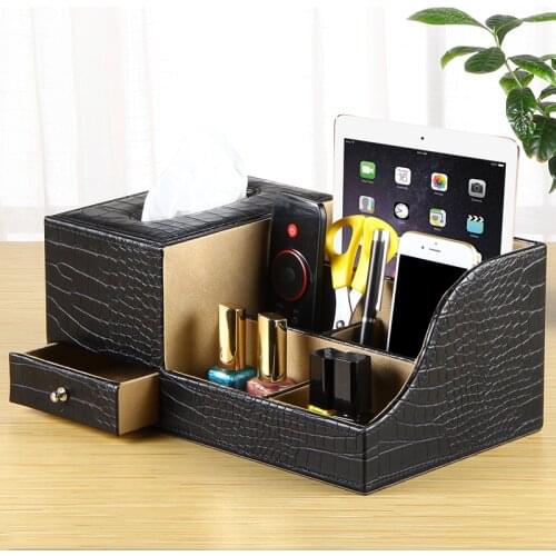 Creative drawer Makeup Organizer Storage Box Dresser Lipstick Skin Care Products Shelf Cosmetics Receiving Box with tissue box