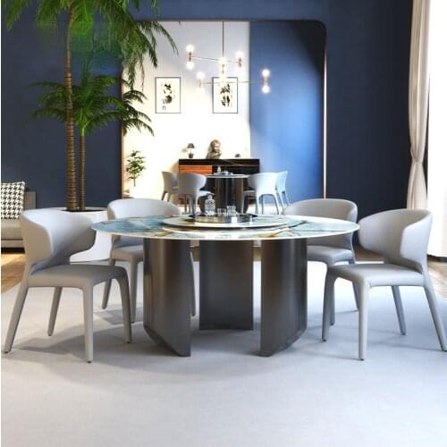 Round Nordic marble round table, light luxury, modern household dining table