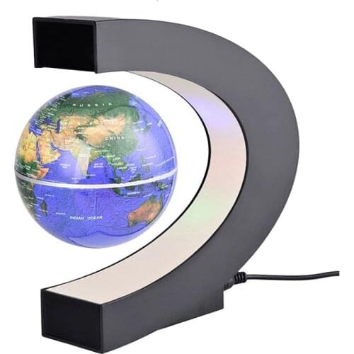 Magnetic Levitation Floating Globe C-Shape Colorful LED World Map Home Desktop Table Unique Geography Gifts Home Decor Light