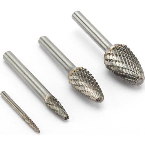 Noreturn 1pcs F type Rotary file Grinding Head Tungsten Steel Double Groove milling cutter black steel file F type Size3-16mm