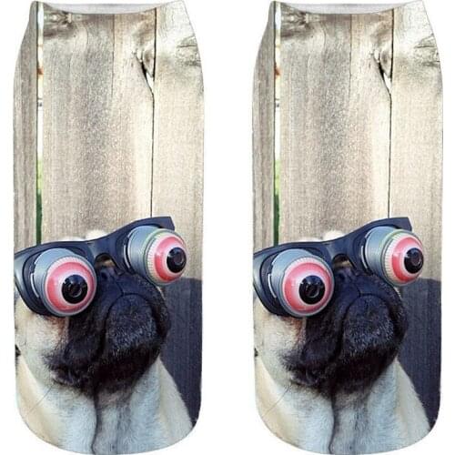 New Novelty 3D Printed Cute Puppy Socks Female Creative Interesting Animal Kitties Ankle-Socks Healing Kawaii Hosiery Mori Girl
