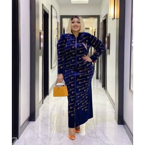 New Fashion Womens Fashion Classic Africa Dashiki Dress Stretch Velvet Fashionable Ironed Quality Zipper Skirt Size L XL XXL