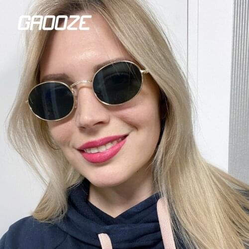GAOOZE Alloy Oval Sunglasses Women Men 2021 Luxury Brand Designer Classic Vintage Small Frame Retro Driving Mirror Eyewear YJ039