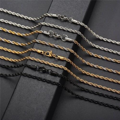 Modyle Hip Hop Rope Necklace For Men Women Gold Silver Color Stainless Steel Twisted Chain Choker Rock Punk Jewelry