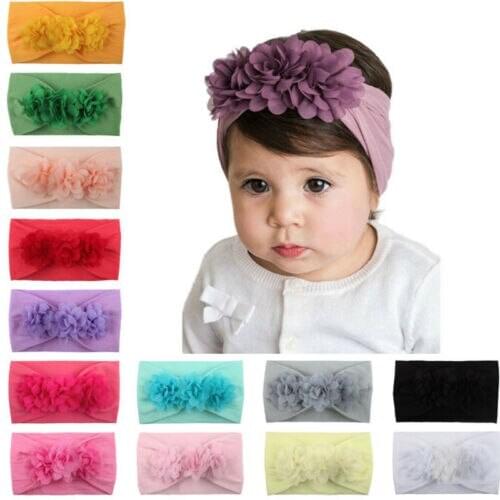 Baby Girl Kids Toddler Lace Flower Headband Hair Nylon Bow Band Accessories Headwear