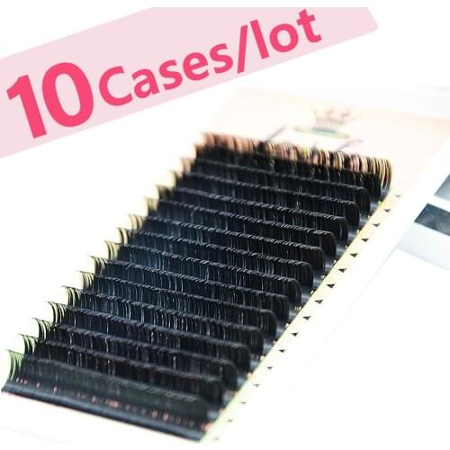 MASSCAKU 10 Cases 16 Lines Eyelashes Makeup Premium Synthetic Mink Matte Super Soft Natural
