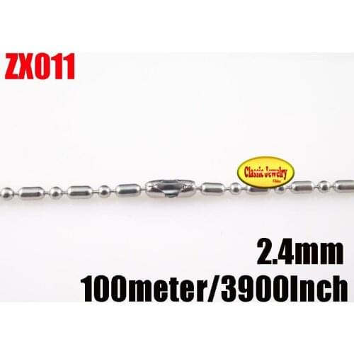 2.4mm stainless steel ball chain bamboo joint chains beaded necklace 100 meter/3900 Inch /lot Jewelry parts ZX011