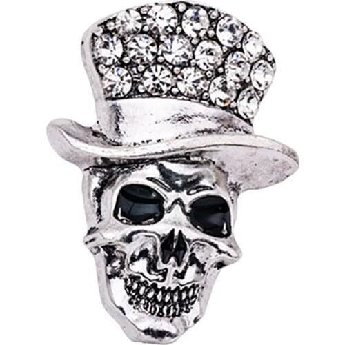 Rhinestone Skull Head Brooch Crystal Hallowen Brooch Pins for Bags Jacket Hats Clothing Decor Hallowen Jewelry
