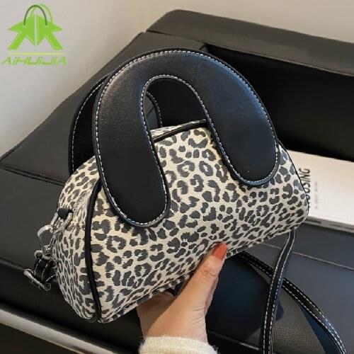 Fashion Leopard Shoulder Bag for Women High Quality Color Matching Handbag New Luxury Designer Female Semicircle Messenger Bags