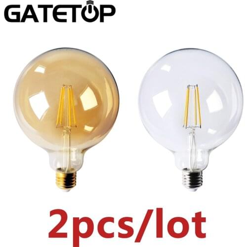 Chrismas Decor 2pcs/lot Retro Edison LED Filament Bulb G125 8W 220-240V Gold Glass Global Bulb Home Decoration
