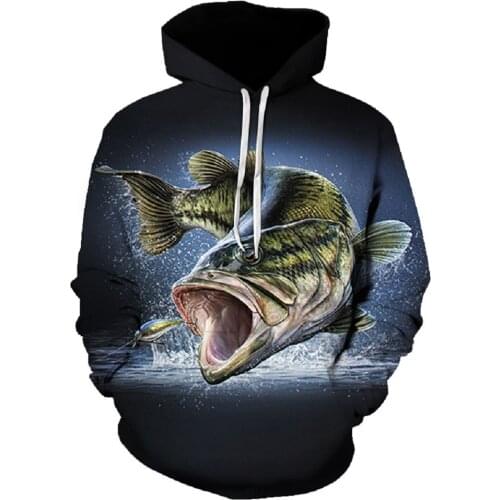 Autumn And Winter Hot Sale Hoodie 3D Printing Marine Creature Fish Pattern Pullover Fashion Harajuku Mens Hooded Sports Jacket