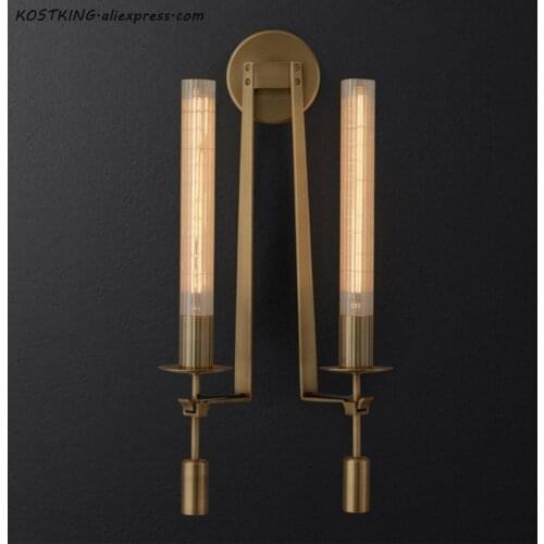 Vintage Black Bronze Iron Wall Lamp Led Retro Glass Wall Sconce Mirror Light Fixtures for Bathroom Loft Industrial Home Decor