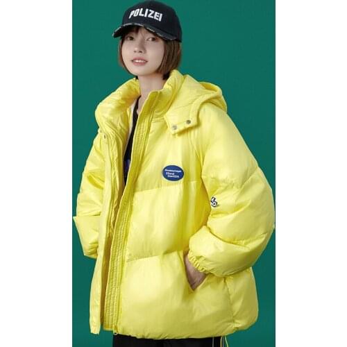 New Fashion Girl Parka 2021 Winter Jacket Women Coat Female Hooded Warm Womens Parkas Lady Loose Outerwear Yellow