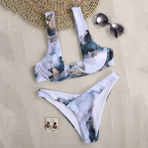 Summer Swimsuit Bikini Set For Women Tie Dye Hight Waist Bikini Push Up High Cut Padded Swimwear Top Swimsuit 2021 biquinis A40