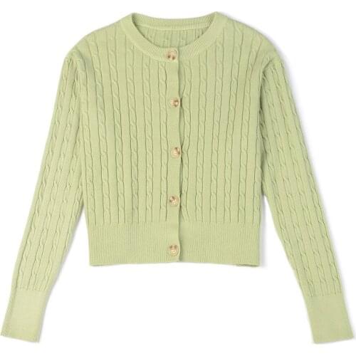 Retro Knit Sweater Women Round Neck Short Top Long Sleeve Jacket Small Twist Outer Sweater 2020 Autumn and Winter Single size