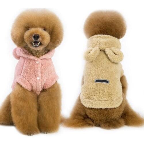 A Winter Warm Dog Clothes Fleece Pet Puppy Coat Jacket Dog Clothing With Rabbit Ears Hoodies For Small Dogs Cats Chihuahua Pug