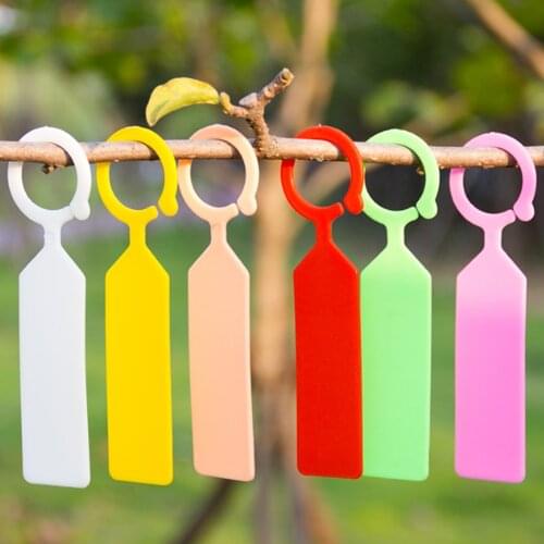 100PCS Plastic Plants Tags Nursery Garden Ring Label Pot Marker Stake Hanging Tags Greenhouse Bonsai Collar Tags Decoration Tool