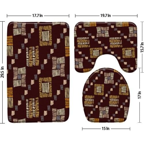 Bohemian Geometry Bath Mat 3pcs Set Folk-Custom Floor Mat Door Mats Bathroom Rug Carpet Anti Slip Toilet Cover Bathroom Products