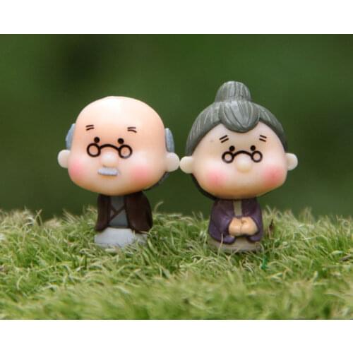 3cm Mini Grandparents Couple Lover Microscopic Model Bonsai Exquisite Small Garden Ornament 2 pcs/set Micro Action Figure Toys