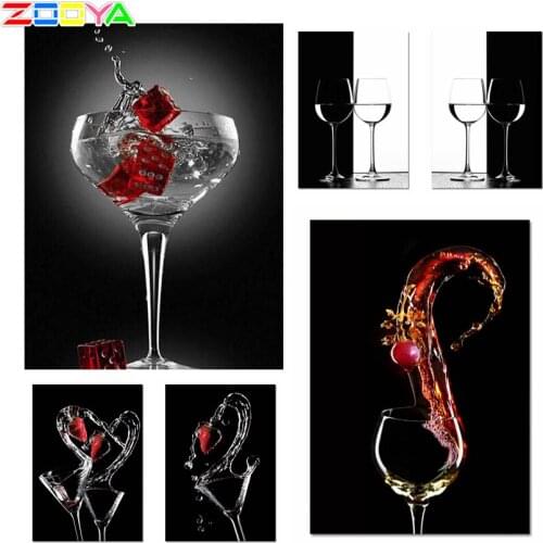 5D Diy Full Mosaic Diamond Painting Wine Diamond Mosaic Handmade Painting Black And White Cup Shape Home Wall Decoration Sp787