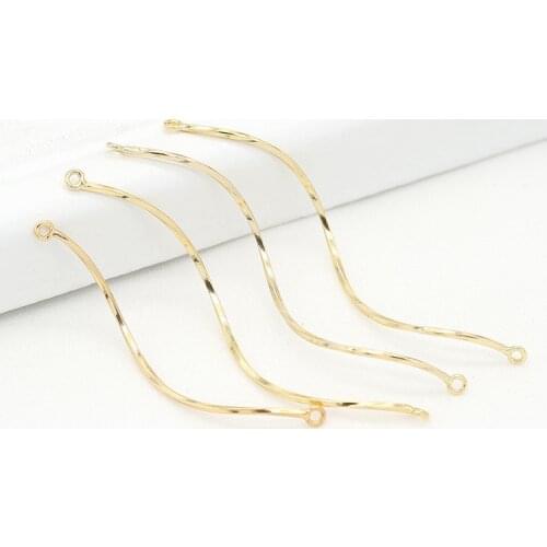 6PCS 14K Gold Plated Brass Warp Stick Connect Charms Connector Jewelry Making Supplies Diy Findings
