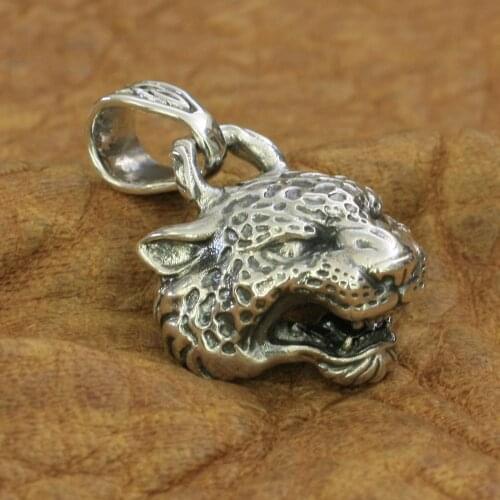925 Sterling Silver Details Leopard Panther Pendant Mens Biker Pendant TA54