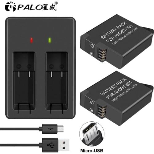PALO AHDBT-501 Camera Battery for GoPro Hero 5 6 501 601 Black Sports for gopro AHDBT501 Action Camera Accessory