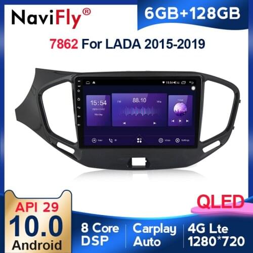 NaviFly 6GB+128GB QLED 1280*720 Android 10 Car Multimedia Player For LADA Vesta Cross Sport 2015-2020 Navigation GPS Radio DSP