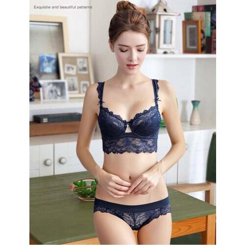 European And American Charming Luxury Noble Ultra Thin Sexy Lace Underwear Top Thin Bottom Thick Gathered Bra Womens Large Bra