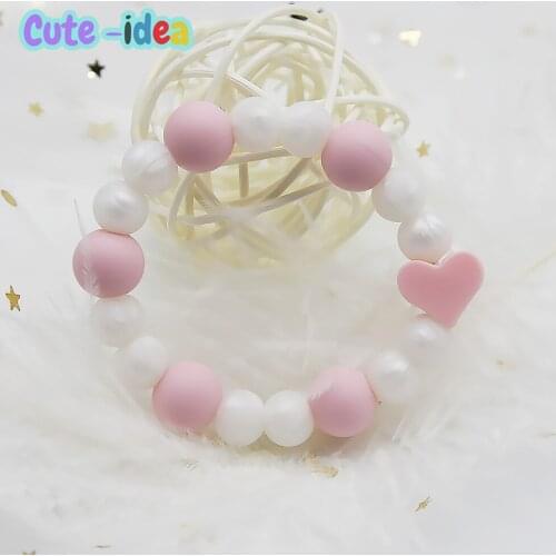 Cute-Idea 1Pc Pacifier Chain Teether DIY Pacifier Bracelet Accessories Chain BPA Free Chewable Teething Soft Baby Product